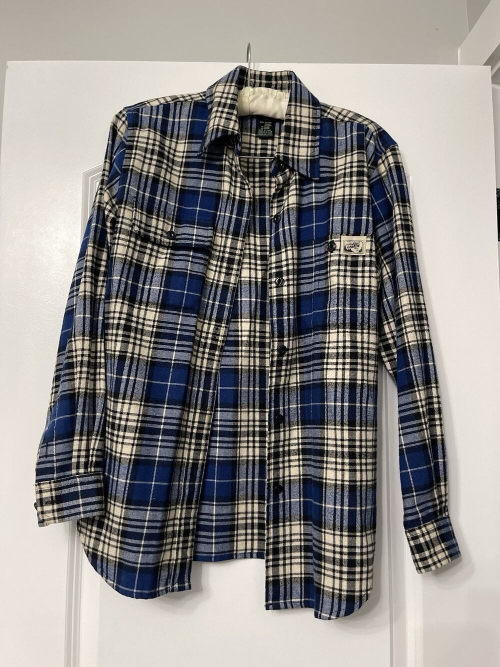 Lauren Ralph Lauren Petite Blue Plaid Flannel Button Down Shirt P/S 100% Cotton